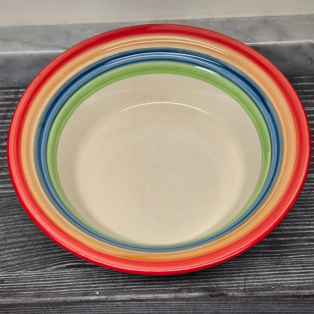 VTG. Gibson Designs Stylish Living Rainbow Stripes Hand Painted Soup/Cereal Bowl
